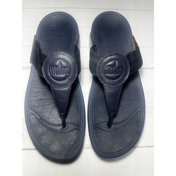 FitFlop Shoes Womens 9 Blue Thong Sandals Comfort Slide Flip Flop 0X4-999 - Picture 1 of 8